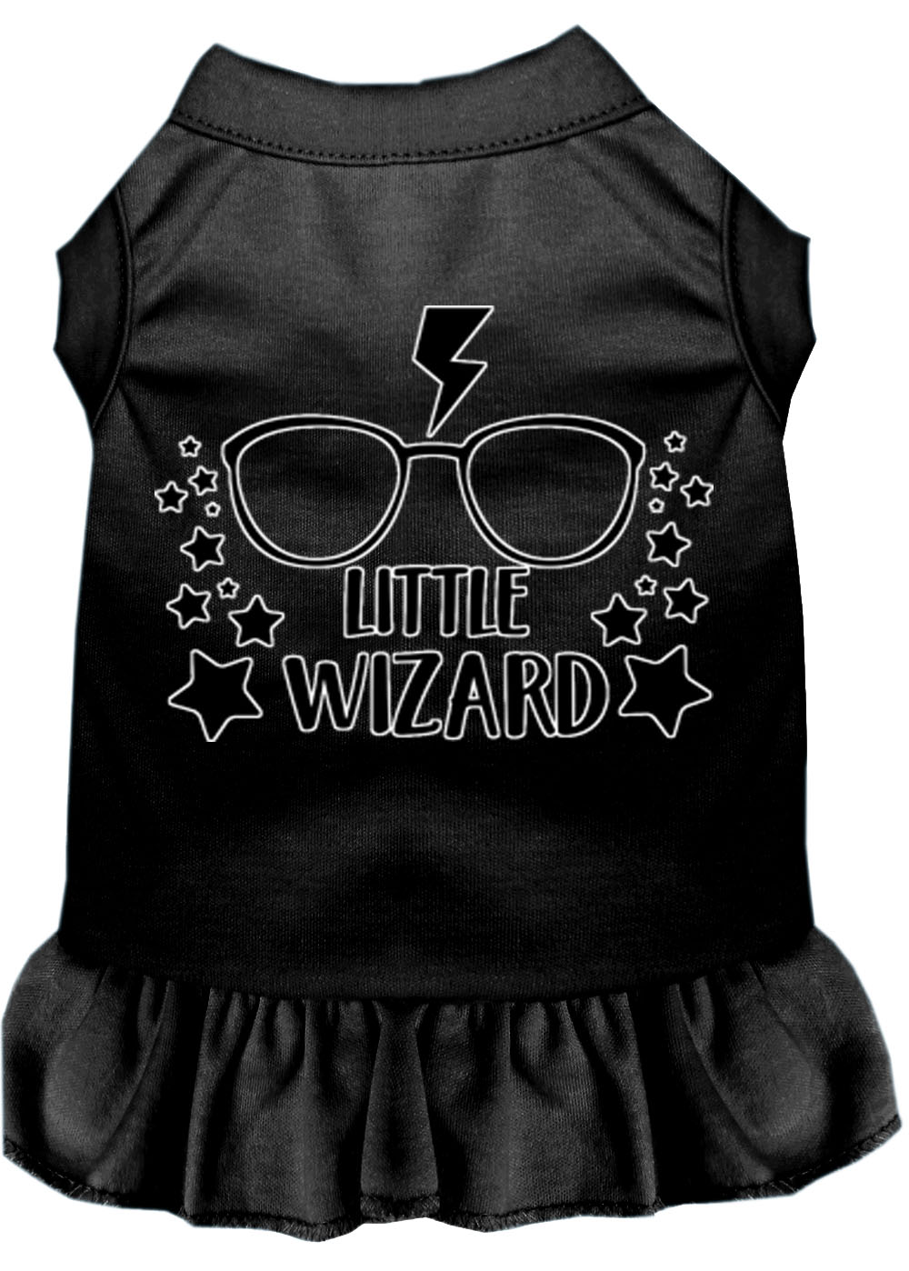 Little Wizard Screen Print Dog Dress Black Sm